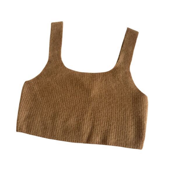 Everlane Tops - Everlane Camel Tan Knit Wool Blend Ribbed Cropped Tank Top Women’s Medium NWT